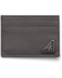 Prada - Saffiano Leather Money Clip Card Holder - Lyst