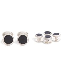 Deakin & Francis - Sterling And Onyx Round Cufflinks - Lyst