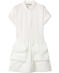Miu Miu - Cotton-Linen Mini Dress - Lyst