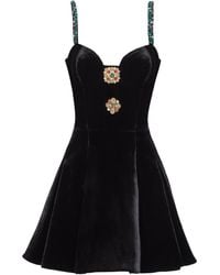 Balmain - Embellished Strappy Velvet Dress - Lyst