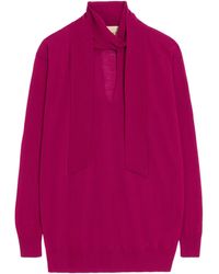 Valentino - Wool Tie-Neck Sweater - Lyst