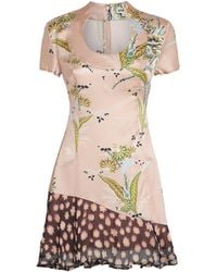 STAUD - Silk-Blend Printed Rae Mini Dress - Lyst