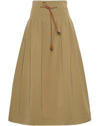 Max Mara - Cotton Pleated Midi Skirt - Lyst