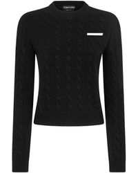 Tom Ford - Stretch-Wool Cable Knit Sweater - Lyst