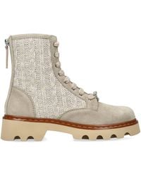 Roger Vivier - Suede Knit Viv' Rangers Truck Ankle Boots 20 - Lyst
