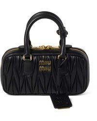 Miu Miu - Mini Matelassé Leather Arcadie Top-Handle Bag - Lyst