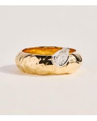 Azlee - And Diamond Weathered Dewdrop Ring - Lyst