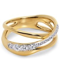 Monica Vinader - Vermeil And Diamond Crossover Nura Ring - Lyst