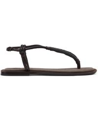 Brunello Cucinelli - Leather Braided-strap Flat Sandals - Lyst