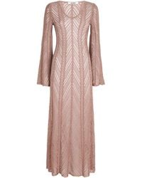 Valentino - Openwork Knit V-Neck Maxi Dress - Lyst