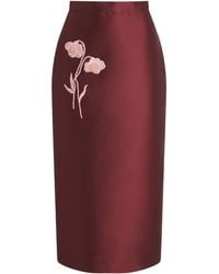 Erdem - Embroidered Mikado Midi Pencil Skirt - Lyst