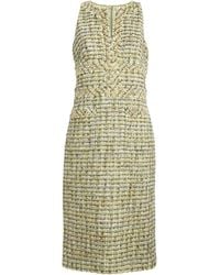 St. John - Tweed Embellished Midi Dress - Lyst