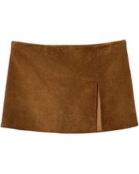 Miu Miu - Waxed Suede Mini Skirt - Lyst