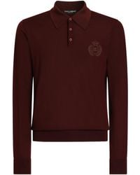 Dolce & Gabbana - Virgin Wool Logo Long-Sleeve Polo Shirt - Lyst