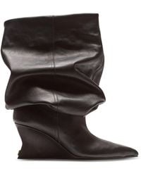 Balmain - Leather Wedge Ankle Boots 60 - Lyst