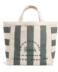 Harrods - Large Jute Striped Logo Tote Bag - Lyst
