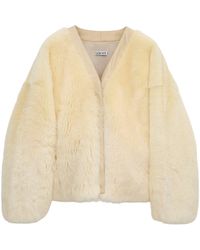 Loewe - Shearling V-Neck Cardigan - Lyst