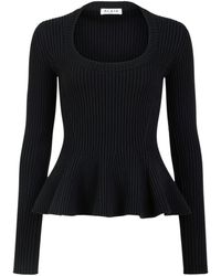 Alaïa - Wool-Blend Peplum Top - Lyst