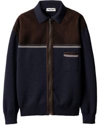 Miu Miu - Wool Suede-Trim Cardigan - Lyst