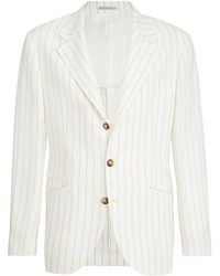 Brunello Cucinelli - Linen Stripe Deconstructed Cavallo Blazer - Lyst