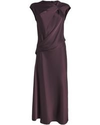 Theory - Satin Twisted Midi Dress - Lyst