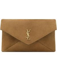 Saint Laurent - Large Suede Cassandre Envelope Pouch - Lyst