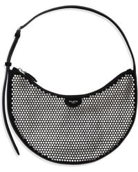 Alaïa - Small Suede Studded One Piece Demi Lune Shoulder Bag - Lyst