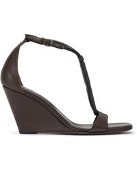 Brunello Cucinelli - Leather Monili-trim Wedge Sandals - Lyst