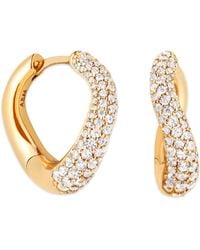Astrid & Miyu - Plated And Crystal Wave Hoop Earrings - Lyst