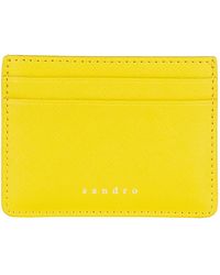 Sandro Leather Card Holder, Yellow, Tu