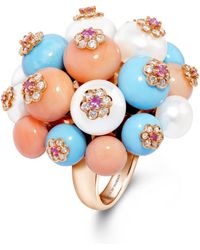 David Morris - Rose Gold, Diamond And Sapphire Large Berry Cluster Ring - Lyst