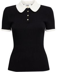 Maje - Rib-Knit Polo Shirt - Lyst