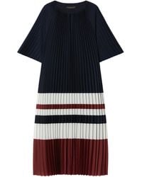 Marina Rinaldi - Stripe Pleated Midi Dress - Lyst