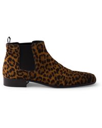 Prada - Leather Leopard Print Chelsea Boots - Lyst