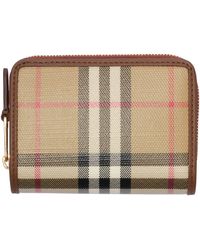 Burberry - Cotton-Leather Check Wallet - Lyst