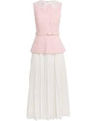 Self-Portrait - Bouclé Lace-Collar Midi Dress - Lyst