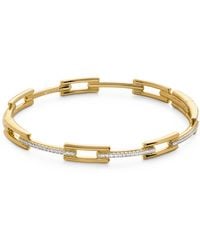 Monica Vinader - Vermeil And Diamond Pavé Signature Link Bangle - Lyst