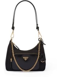 Prada - Mini Re-Nylon Leather Shoulder Bag - Lyst