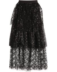 Self-Portrait Sequin-embellished Midi Skirt - Black
