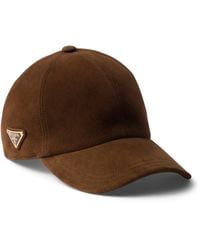 Prada - Suede Logo Baseball Cap - Lyst