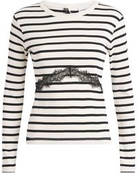 Claudie Pierlot - Cotton Stripe Lace Detail T-Shirt - Lyst