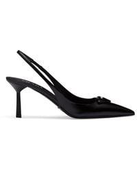 Prada - Brushed Leather Slingbacks 75 - Lyst