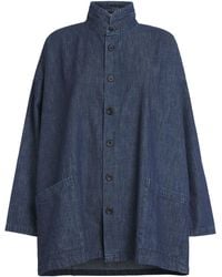 Eskandar - Denim Double Stand-Collar Shirt - Lyst