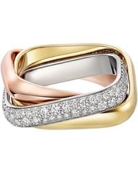 Cartier - Mixed And Diamond Trinity Cushion Ring - Lyst