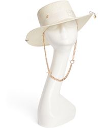 Double Chain Strap Straw Boater Hat L