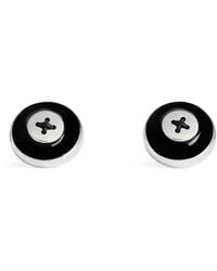 Babette Wasserman - Rhodium-Plated Enamel Button Cufflinks - Lyst