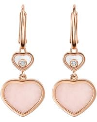 Chopard - Rose Gold, Opal And Diamond Happy Hearts Earrings - Lyst