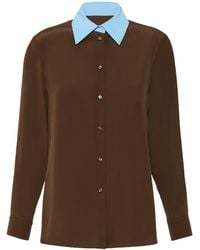 Weekend by Maxmara - Silk Contrast Collar Shirt - Lyst