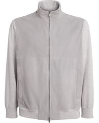 Paul & Shark - Aqua Suede Bomber Jacket - Lyst