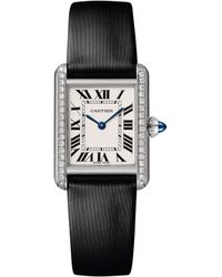 Cartier - Stainless Steel And Diamond Tank Must Watch 22mm - Lyst